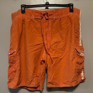 Arizona Jean Company Men's Orange Cargo Swim Trunks